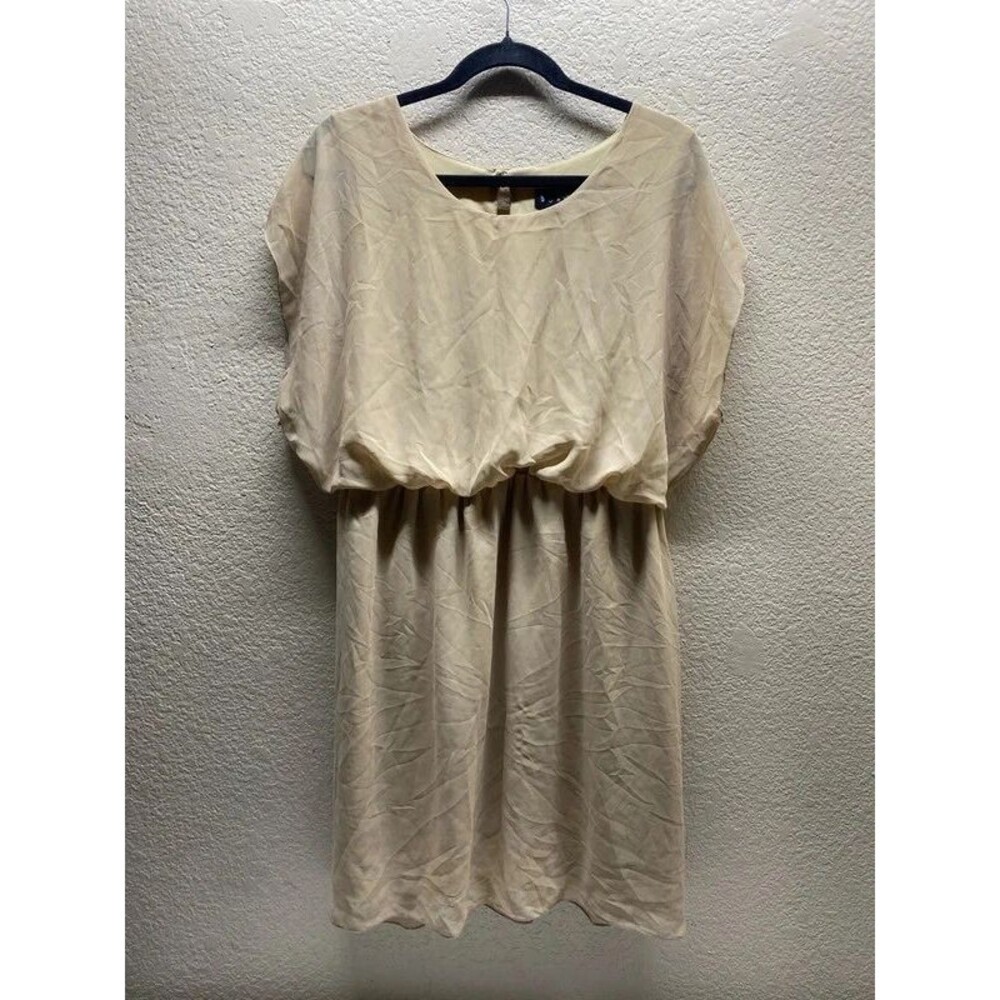 ^enfocus 16W beige sleeveless chiffon flowy lined mini dress